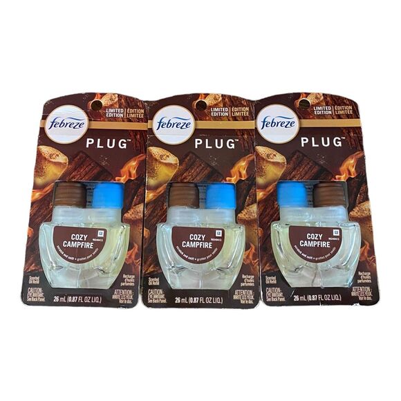 Lot Of 3 Febreze Limited Edition Cozy Campfire Scented Oil Plug In Refills - Picture 1 of 2
